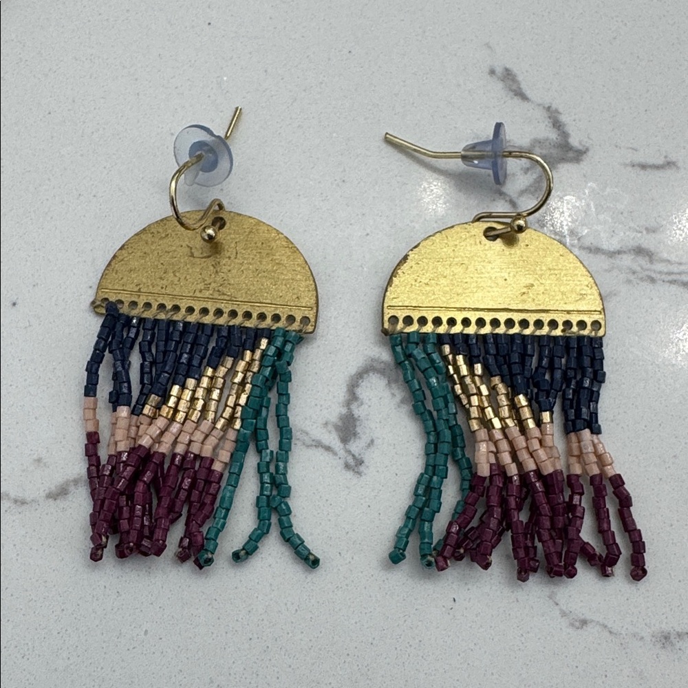 Ink and Alloy Birdie abstract fringe earrings - Picture 2 of 4